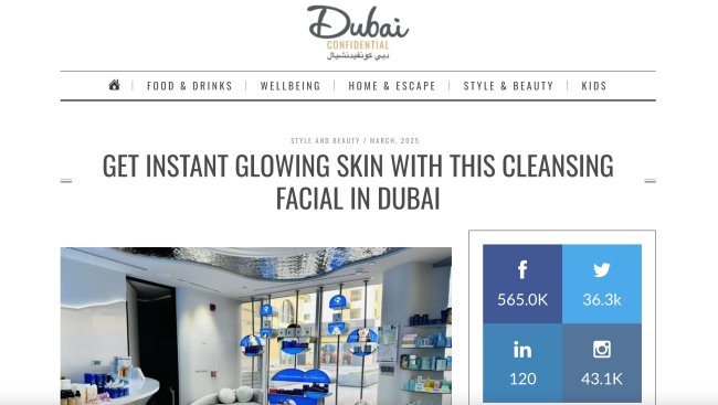 Beauty publication Dubai Confidential shared its experience of visiting Milena Aesthetic Clinic
